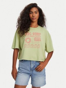 Billabong T-Shirt Sol Surf EBJZT00428 Zielony Oversize. Zielone t-shirty Billabong, m, bez wzorów, z bawełny, bez kołnierzyka, bez ramiączek. Za 99,99 zł.