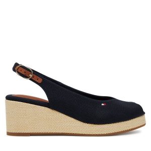 Sandały Tommy Hilfiger. Niebieskie sandały TOMMY HILFIGER, bez wzorów, bez obcasa, na koturnie, bez zapięcia. Za 259,99 zł.