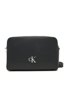 Calvin Klein Jeans Torebka Minimal Monogram Ew Camera Bag LV04K3162G Czarny. Czarne listonoszki Calvin Klein Jeans, bez wzorów, z jeansu, bez dodatków. Za 239,99 zł.