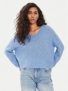 American Vintage Sweter Bymi BYM18AE24 Niebieski Regular Fit. Niebieskie swetry klasyczne American Vintage, l, z wełny, bez kołnierzyka. Za 339,99 zł.