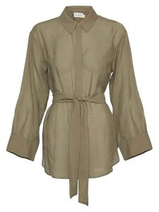 MOSS COPENHAGEN Koszula "Carcella" w kolorze khaki rozmiar: S/M. Brązowe koszule Moss Copenhagen, m, bez wzorów, z tkaniny, bez kołnierzyka, bez ramiączek. Za 92,21 zł.