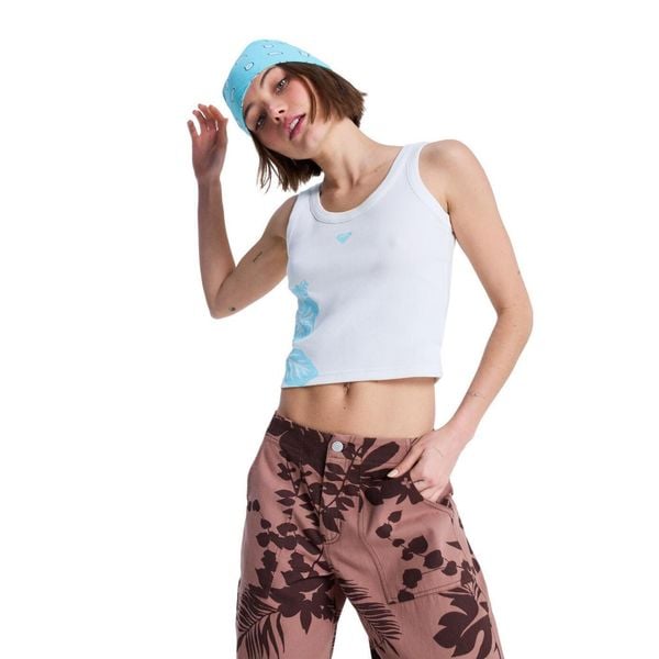 Koszulka bez rękawów damska KEEP IT COOL. Białe koszulki sportowe Roxy, bez wzorów, z bawełny, bez ramiączek. Za 109,99 zł.