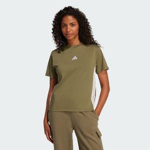 Koszulka Essentials 3-Stripes Cotton. Białe bluzki ADIDAS, xs, bez wzorów, z bawełny, sportowe, bez kołnierzyka, bez ramiączek. Za 129,00 zł.