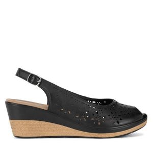 Sandały Lasocki. Czarne sandały Lasocki, bez wzorów, bez obcasa, na koturnie, bez zapięcia. Za 159,99 zł.