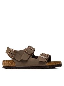 Birkenstock Sandały Milano Bs 0634503 Brązowy. Brązowe sandały Birkenstock, bez wzorów, ze skóry, bez obcasa, na płaskiej podeszwie, bez zapięcia. Za 499,99 zł.