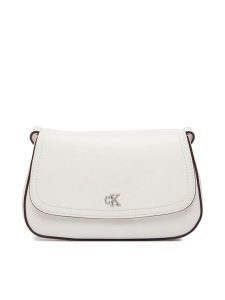 Calvin Klein Torebka Ck Flap Camera Bag LV04F3421G Biały. Białe listonoszki Calvin Klein, bez wzorów, ze skóry, bez dodatków. Za 409,99 zł.