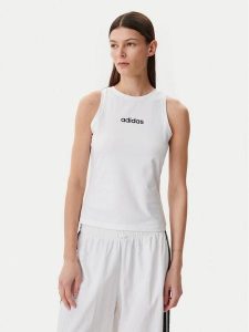 Adidas Top Essentials Linear JC5799 Biały Slim Fit. Białe topy ADIDAS, m, bez wzorów, z bawełny, bez kołnierzyka, bez ramiączek. Za 69,99 zł.