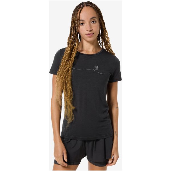 Koszulka SUPER.NATURAL W RUNNING TEE. Czarne bluzki super.natural, bez wzorów, sportowe, bez kołnierzyka, bez ramiączek. Za 249,99 zł.