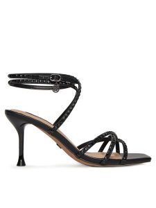 Nine West Sandały SM237-011A Czarny. Czarne sandały Nine West, bez wzorów, ze skóry, bez obcasa, na szpilce, bez zapięcia. Za 249,99 zł.