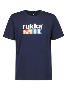 Rukka Koszulka "Valkoja" w kolorze granatowym rozmiar: XL. Niebieskie bluzki Rukka, xl, bez wzorów, bez kołnierzyka, bez ramiączek. Za 70,24 zł.