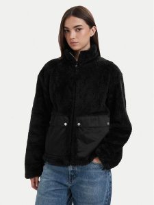 HUGO Futro Fayla-1_B 50563093 Czarny Relaxed Fit. Czarne płaszcze Hugo, l, bez wzorów, z futra, bez kaptura. Za 849,99 zł.