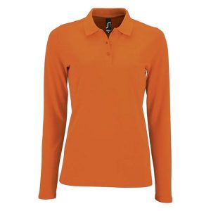 Damska Koszulka Polo Z Długim Rękawem Perfect Pique. Niebieskie koszulki sportowe SOL'S, bez wzorów, bez ramiączek. Za 99,99 zł.