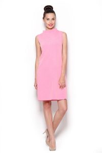 Elegancka Sukienka z Niskim Golfem - Różowy. Czerwone sukienki Figl, l, bez wzorów, z materiału, eleganckie, bez kołnierzyka, bez ramiączek. Za 239,00 zł.
