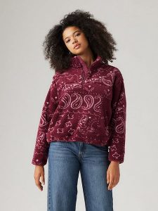 Levi´s Bluza polarowa w kolorze bordowym rozmiar: S. Czerwone bluzy s, bez wzorów, z polaru, bez kaptura. Za 158,10 zł.