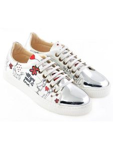 Goby Skórzane sneakersy w kolorze srebrno-białym rozmiar: 40. Białe trampki Goby, bez wzorów, bez zapięcia. Za 217,99 zł.