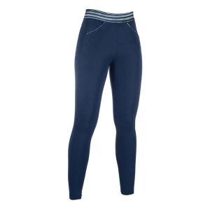 Damskie legginsy jeździeckie z pełną przyczepnością HKM Pull on. Niebieskie legginsy HKM, bez wzorów. Za 314,50 zł.
