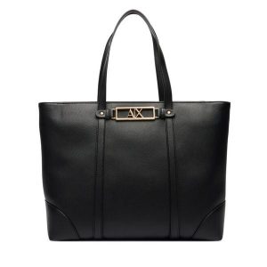 Torebka Armani Exchange. Czarne shopper bag Armani Exchange, bez wzorów, bez dodatków. Za 729,99 zł.