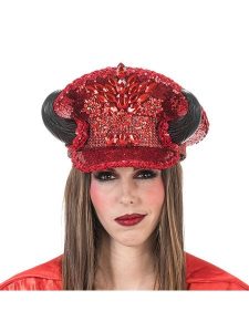 CHAKS Kapelusz kostiumowy "Red Devil" w kolorze czerwonym rozmiar: onesize. Czerwone kapelusze CHAKS, bez wzorów, z materiału. Za 158,47 zł.