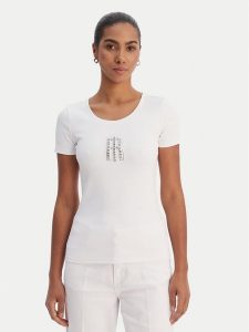 Fracomina T-Shirt FP26ST3001J42701 Biały Slim Fit. Białe t-shirty Fracomina, xs, bez wzorów, z syntetyku, bez kołnierzyka, bez ramiączek. Za 239,99 zł.