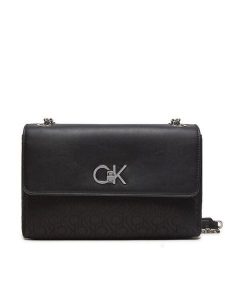 Calvin Klein Torebka Re-Lock Conv Shoulder Bag_Jqc K60K612641 Czarny. Czarne torebki klasyczne Calvin Klein, bez wzorów, ze skóry, bez dodatków. Za 459,99 zł.