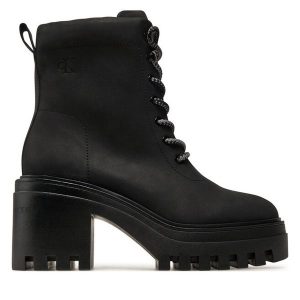 Botki Calvin Klein Jeans. Czarne botki Calvin Klein Jeans, bez wzorów, z jeansu, bez obcasa, na słupku, bez zapięcia. Za 429,99 zł.