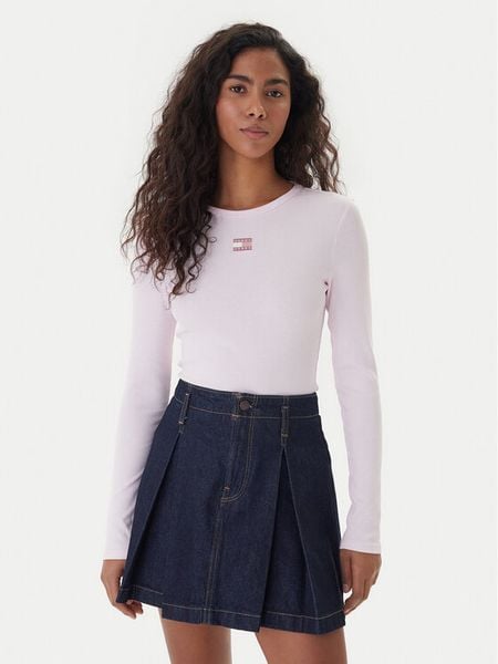 Tommy Jeans Bluzka DW0DW20178 Różowy Slim Fit. Czerwone bluzki Tommy Jeans, xl, bez wzorów, z bawełny, bez kołnierzyka, bez ramiączek. Za 189,99 zł.