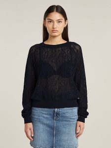 G-Star Sweter w kolorze granatowym rozmiar: S. Niebieskie swetry oversize G-Star, s, bez wzorów, z bawełny, bez ramiączek. Za 257,45 zł.