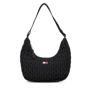 Torebka Tommy Jeans. Czarne listonoszki Tommy Jeans, bez wzorów, z jeansu, bez dodatków. Za 299,99 zł.