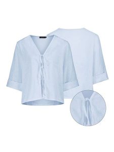 Eight2Nine Bluzka w kolorze błękitnym rozmiar: M/L. Niebieskie bluzki Eight2Nine, l, bez wzorów, bez kołnierzyka, bez ramiączek. Za 118,56 zł.