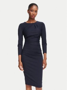 Rinascimento Sukienka koktajlowa CFC0130327003 Granatowy Slim Fit. Niebieskie sukienki Rinascimento, s, bez wzorów, z syntetyku, wizytowe, bez kołnierzyka, bez ramiączek. Za 529,99 zł.
