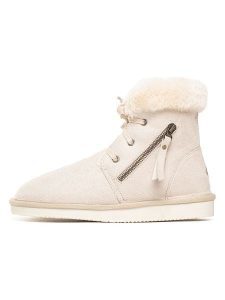 ISLAND BOOT Botki zimowe "Celeste" w kolorze kremowym rozmiar: 40. Brązowe botki Island Boot, na zimę, bez wzorów, z materiału, bez obcasa, bez zapięcia. Za 130,99 zł.