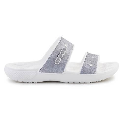 Klapki damskie Crocs Classic. Białe klapki Crocs, bez wzorów, z materiału, bez obcasa. Za 243,00 zł.