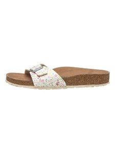 Birkenstock Klapki "Madrid" ze wzorem rozmiar: 37. Białe klapki Birkenstock, bez wzorów, z otwartym noskiem, bez obcasa. Za 187,52 zł.