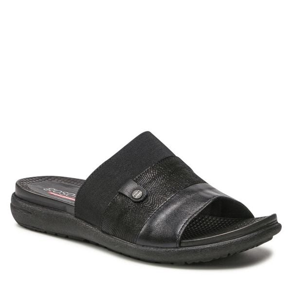 Klapki Go Soft. Czarne klapki Go Soft, bez wzorów, bez obcasa. Za 103,99 zł.