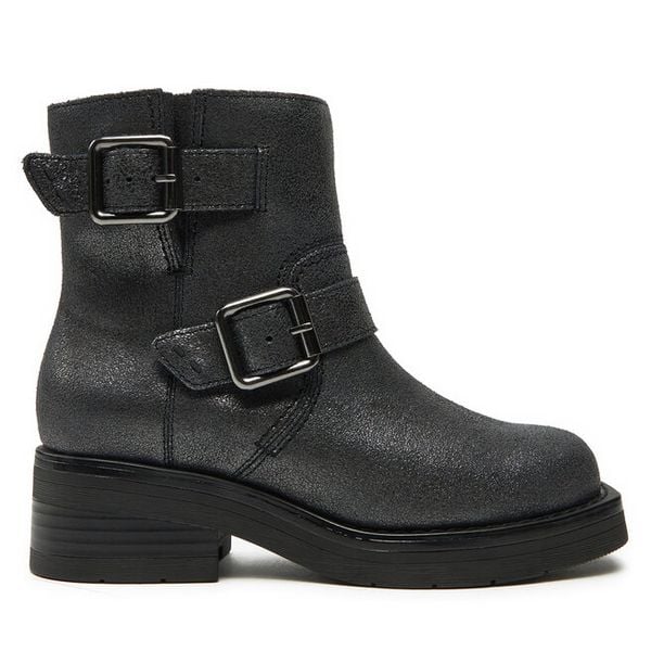 Botki Clarks. Czarne botki Clarks, bez wzorów, bez obcasa, na płaskiej podeszwie, bez zapięcia. Za 369,99 zł.