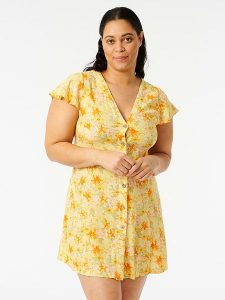 Rip Curl Sukienka "Summer Rain" w kolorze żółtym rozmiar: S. Żółte sukienki Rip Curl, s, bez wzorów, bez kołnierzyka, bez ramiączek, mini, rozkloszowane. Za 100,99 zł.