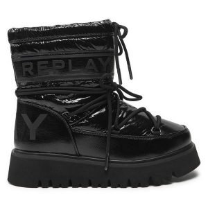 Śniegowce REPLAY. Czarne buty zimowe Replay, bez obcasa, bez zapięcia. Za 529,99 zł.