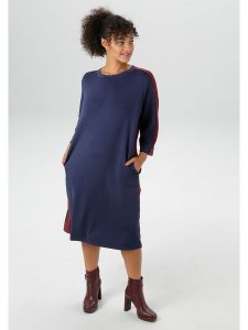 Aniston Sukienka w kolorze granatowym rozmiar: 50. Niebieskie sukienki Aniston, na co dzień, bez wzorów, bez kołnierzyka, bez ramiączek, midi, proste. Za 78,47 zł.