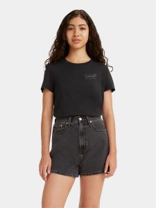 Levi's® T-Shirt The Perfect 17369-2435 Czarny Standard Fit. Czarne t-shirty s, bez wzorów, z bawełny, bez kołnierzyka, bez ramiączek. Za 159,99 zł.