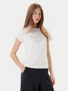 Guess T-Shirt V5GI10 K9RM1 Écru Regular Fit. T-shirty Guess, xl, z aplikacjami, z bawełny, bez kołnierzyka, bez ramiączek. Za 139,99 zł.