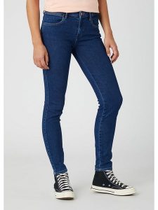 Wrangler Dżinsy "Willow" - Skinny fit - w kolorze granatowym rozmiar: W27/L32. Niebieskie jeansy Wrangler, z aplikacjami, z podwyższonym stanem. Za 109,78 zł.