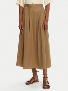 Marella Spódnica trapezowa Urali 2515101042 Brązowy Regular Fit. Brązowe spódnice Marella, bez wzorów, z bawełny. Za 349,99 zł.