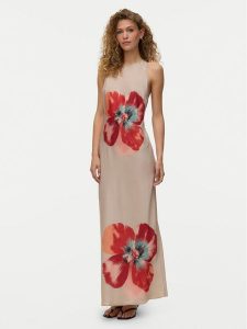 Vero Moda Sukienka letnia Reba 10345415 Beżowy jasny Regular Fit. Brązowe kombinezony Vero Moda, na lato, m, bez wzorów, z syntetyku, bez kołnierzyka, bez ramiączek. Za 249,99 zł.