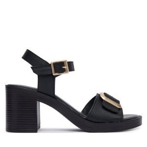 Sandały Tamaris. Czarne sandały Tamaris, bez wzorów, bez obcasa, na słupku, bez zapięcia. Za 409,99 zł.