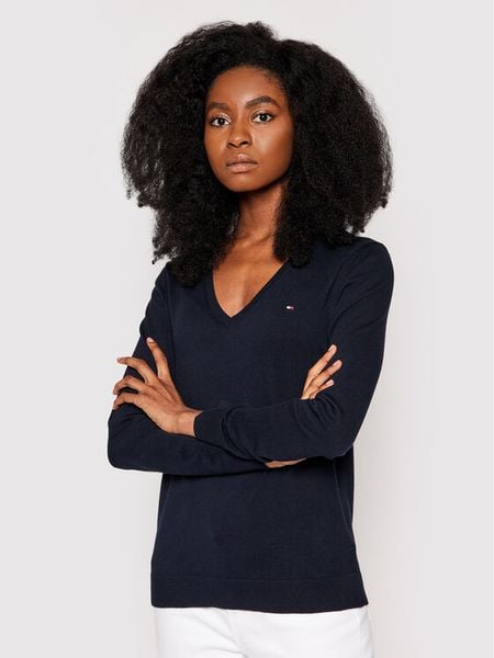 Tommy Hilfiger Sweter Heritage WW0WW25294 Granatowy Regular Fit. Niebieskie swetry klasyczne TOMMY HILFIGER, xxs, z bawełny, bez kołnierzyka. Za 249,99 zł.