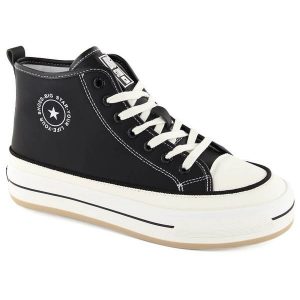 Trampki damskie na platformie delikatnie ocieplone czarne Big Star OO274062. Czarne trampki bez wzorów, z polaru, bez zapięcia. Za 194,04 zł.