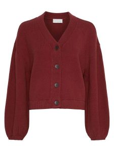 MOSS COPENHAGEN Kardigan "Zafina" w kolorze bordowym rozmiar: L/XL. Czerwone kardigany Moss Copenhagen, z bawełny. Za 262,29 zł.