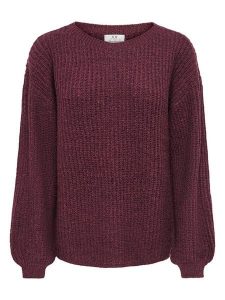 JDY Sweter w kolorze bordowym rozmiar: S. Czerwone swetry oversize JDY, s, bez wzorów, z wełny, bez ramiączek. Za 109,95 zł.