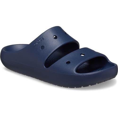 Klapki damskie Crocs Classic V2. Niebieskie klapki Crocs, bez wzorów, z materiału, bez obcasa. Za 207,00 zł.