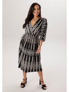 Aniston Sukienka w kolorze czarno-białym rozmiar: 44. Czarne sukienki Aniston, bez wzorów, bez kołnierzyka, bez ramiączek, midi. Za 217,99 zł.